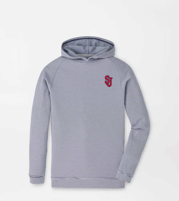 St. Johns University Pine Youth Sugar Stripe Performance Hoodie in Navy