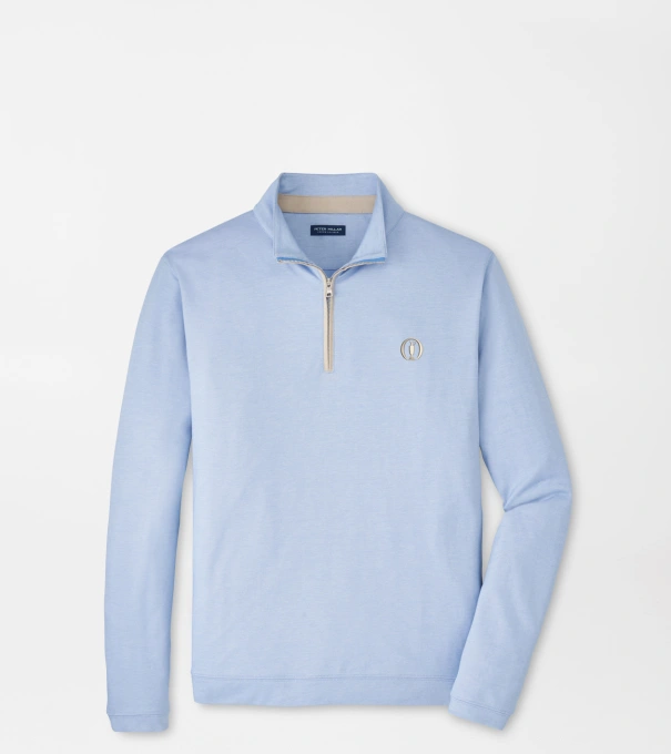 The Open Albatross Cotton-Blend Piqu&eacute; Quarter-Zip in Dusk Blue