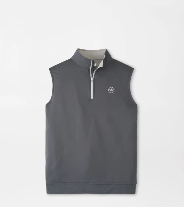Crown Seal Logo Galway Stretch Loop Terry Quarter-Zip Vest in Iron