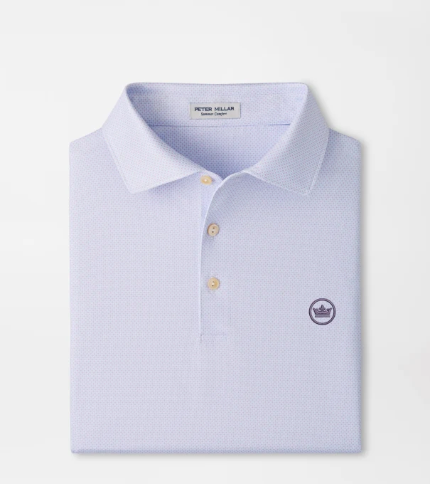 Crown Seal Logo Phoenix Performance Jersey Polo in WHITE / GARDEN VIOLET