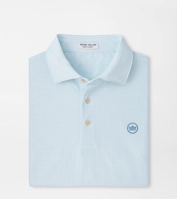 Crown Seal Logo Mosaic Performance Mesh Polo in PALE BLUE