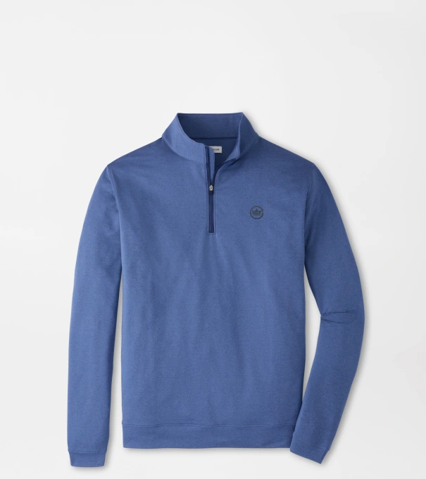 Crown Seal Logo Perth Melange Performance Quarter-Zip in BALI BLUE