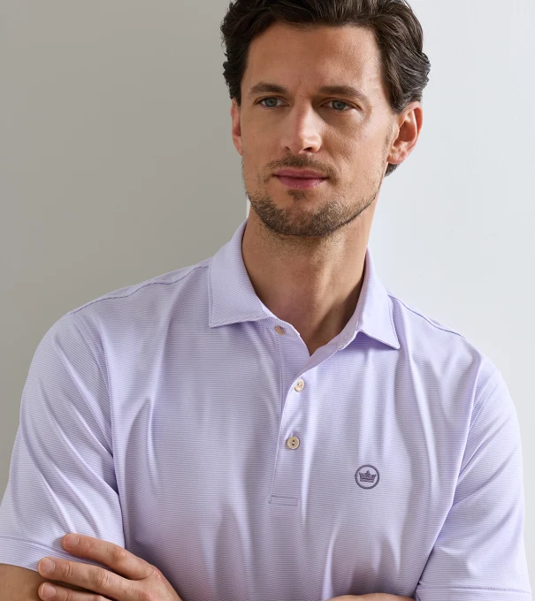 Crown Seal Logo Jubilee Performance Jersey Polo in GARDEN VIOLET