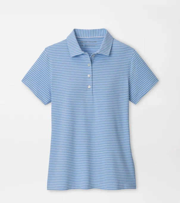 Harbour Stripe Short-Sleeve Jersey Polo in Cottage Blue
