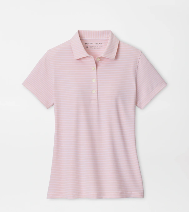 Harbour Stripe Short-Sleeve Jersey Polo in PEARL PINK