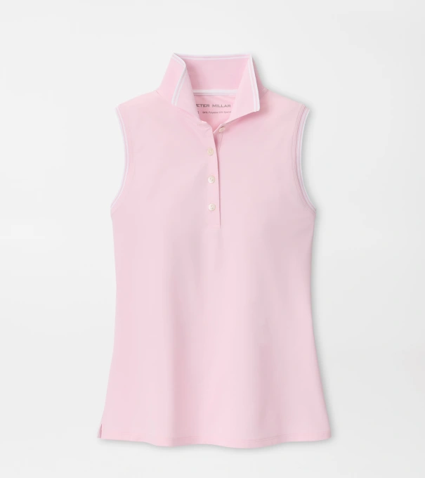 Canterbury Tipped Sport Mesh Sleeveless Polo in PEARL PINK/WHITE