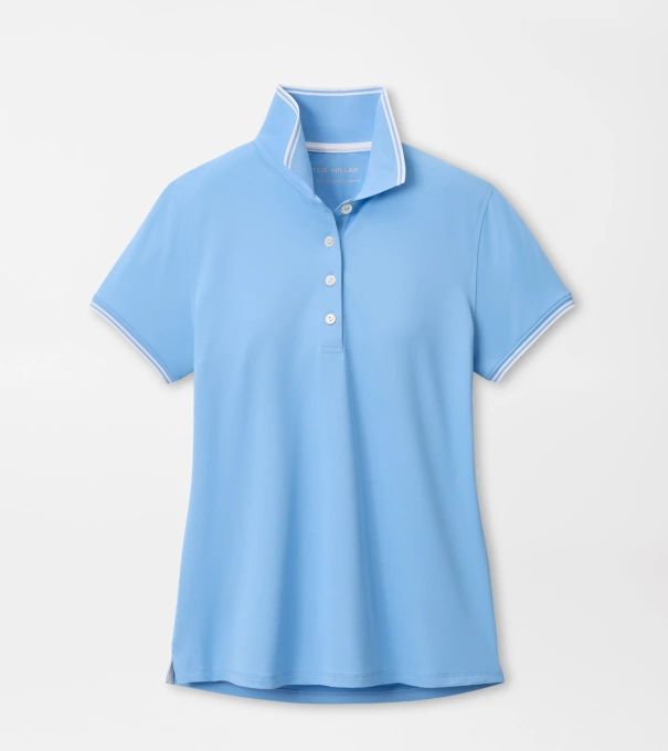 Canterbury Tipped Sport Mesh Short-Sleeve Polo in Cottage Blue/White
