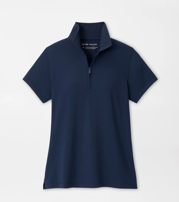 Keswick Zip Neck Short-Sleeve Polo in Navy