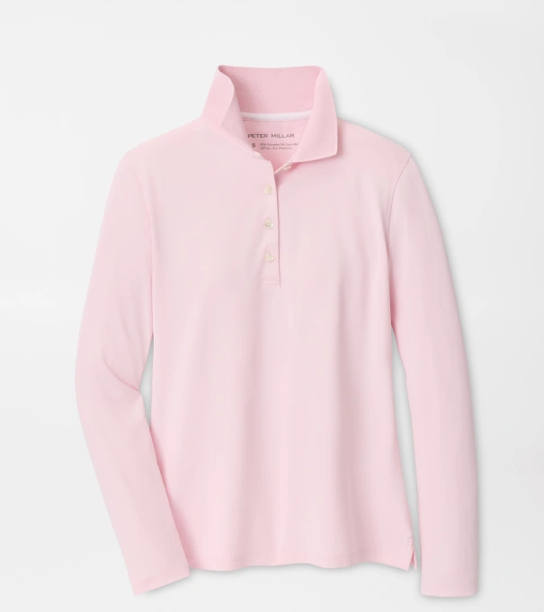 Keswick Long-Sleeve Button Polo in PEARL PINK