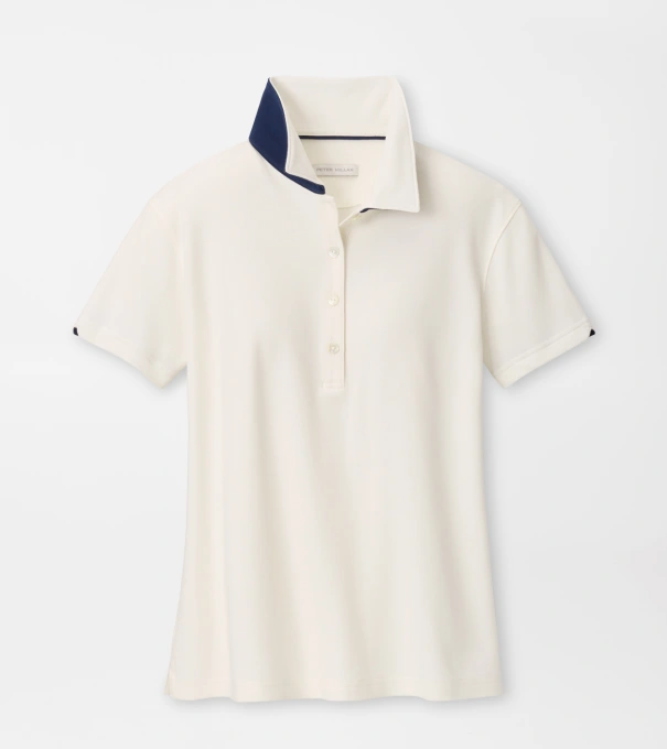 Coolspun Lite Cotton Piqu&eacute; Polo in SOFT WHITE / NAVY
