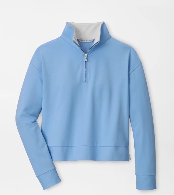 Coolspun Lite Cotton Quarter-Zip Pullover in COTTAGE BLUE / SOFT WHITE