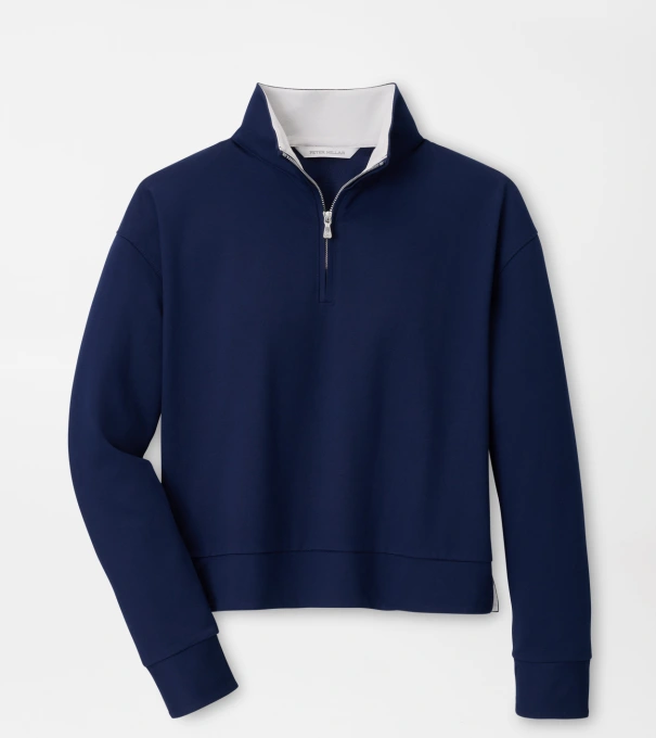 Coolspun Lite Cotton Quarter-Zip Pullover in NAVY / SOFT WHITE