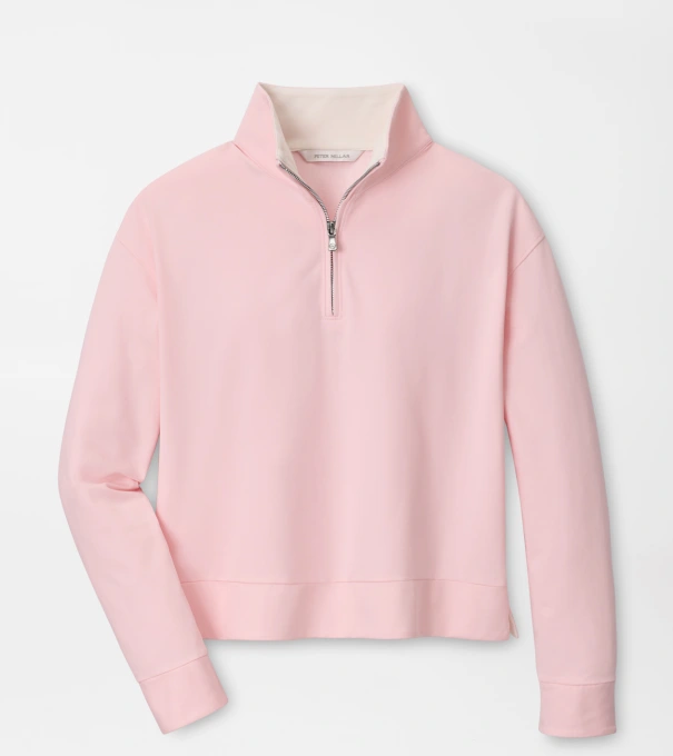 Coolspun Lite Cotton Quarter-Zip Pullover in PEARL PINK/SOFT WHITE