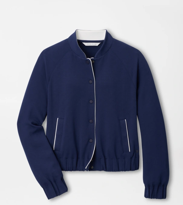 Flora Knit Bomber in NAVY / SOFT WHITE