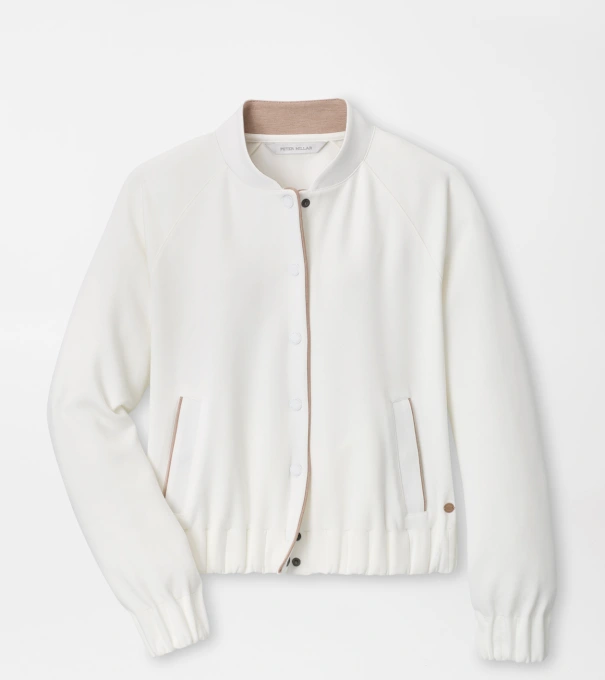 Flora Knit Bomber in SOFT WHITE / CAMEL