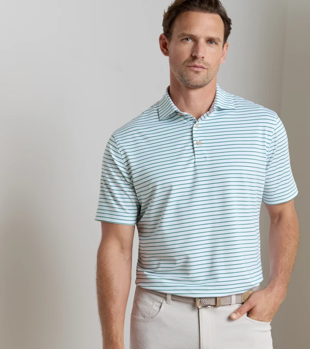 Dunnes Performance Jersey Polo in White / Snow Pea