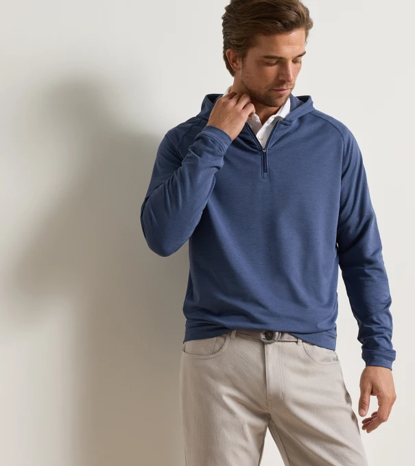 Pine Quarter-Zip Performance Hoodie in Navy