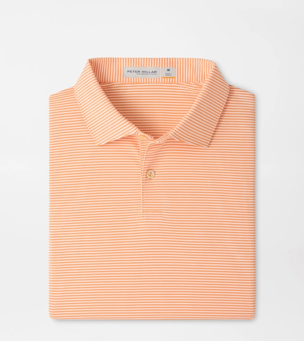 Featherweight Market Stripe Performance Polo in PAPAYA