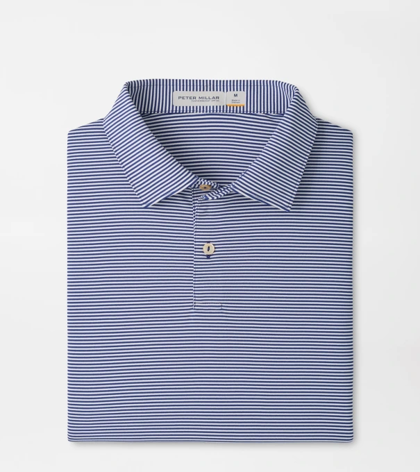 Featherweight Market Stripe Performance Polo in Sport Navy