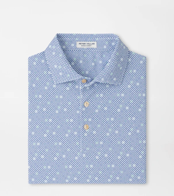 Santiago Performance Mesh Polo in WHITE/SPORT NAVY