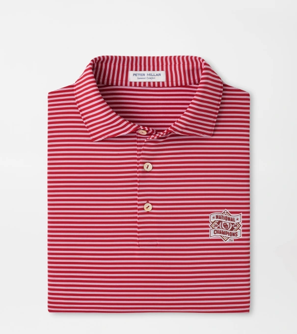 Oklahoma College World Series Tiebreaker Performance Jersey Stripe Polo in Crimson1