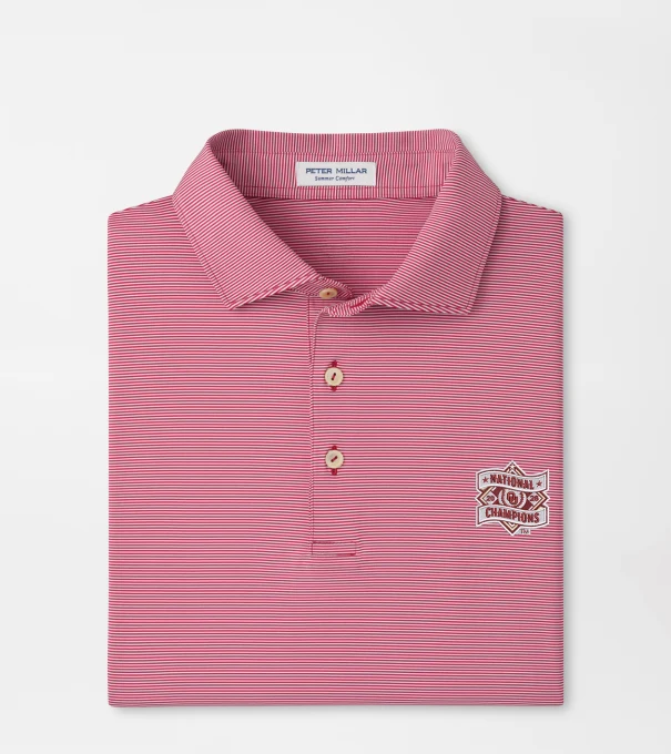 Oklahoma College World Series Jubilee Stripe Performance Polo in Crimson1