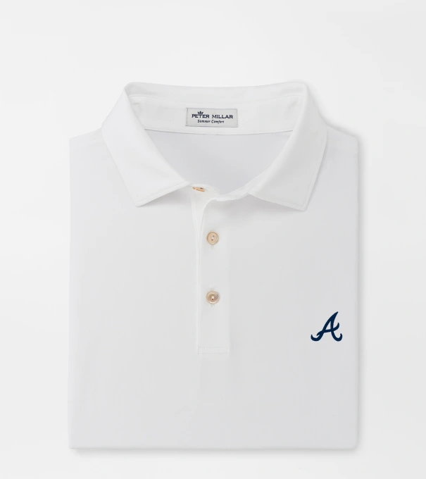 Atlanta Braves Solid Performance Jersey Polo in White