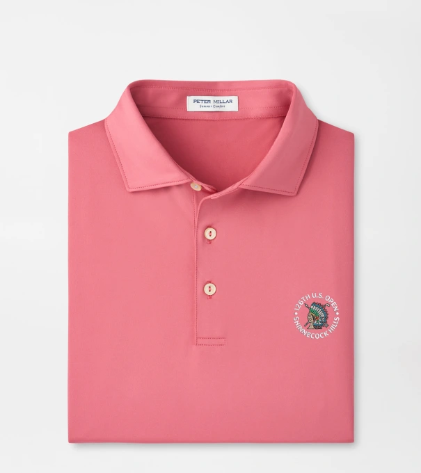 126th U.S. Open Solid Performance Jersey Polo in Chili Red