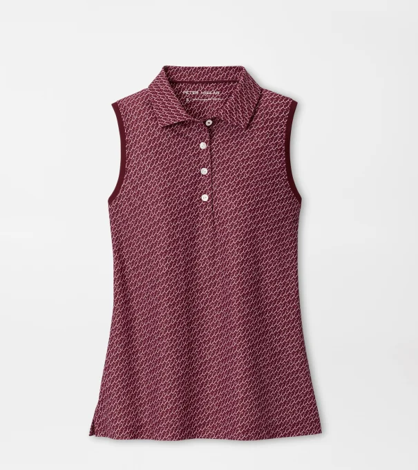 House Of Clubs Banded Sport Mesh Sleeveless Button Polo in OX BLOOD