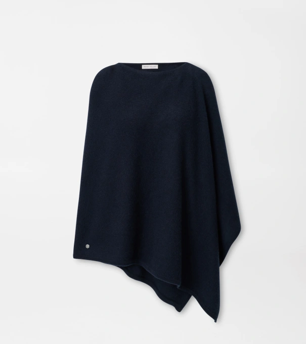 Cashmere Poncho in Navy