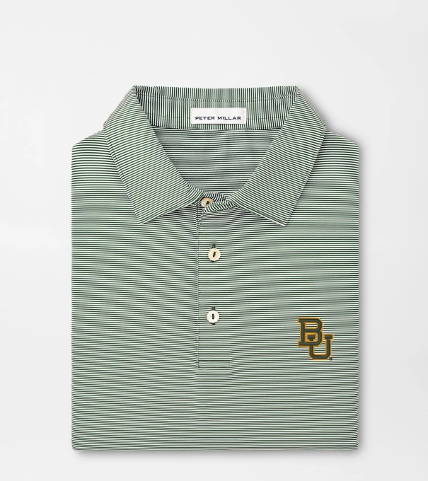 Baylor Jubilee Stripe Performance Polo in Green1