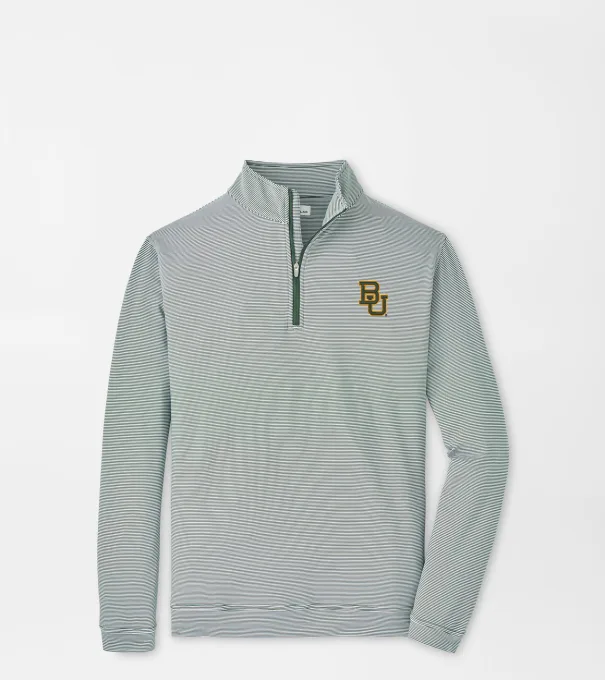 Baylor Perth Sugar Stripe Performance Quarter-Zip in Green1/White