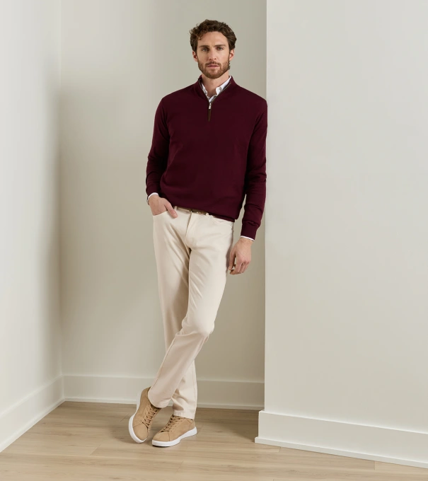Crown Cotton Canvas Five-Pocket Pant in Stone