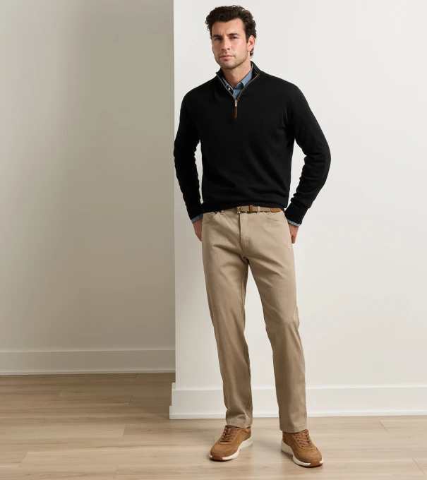 Signature Sateen Five-Pocket Pant in Grain