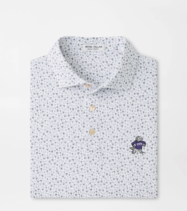 TCU Vault Buzzer Beater Performance Jersey Polo in White
