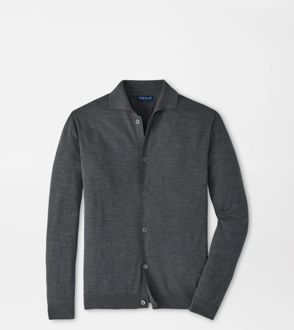Southport Full Button Sweater in Charcoal