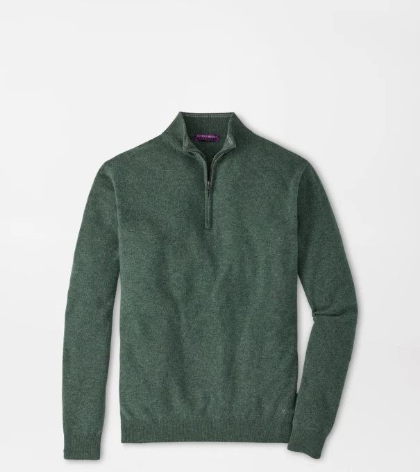 Crown Anniversary Cashmere Quarter Zip Sweater in IVY