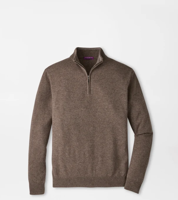 Crown Anniversary Cashmere Quarter Zip Sweater in SAWGRASS