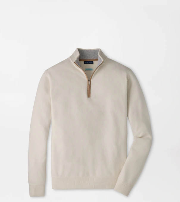 Artisan Crafted Cashmere Flex Quarter-Zip in Winter Ivory