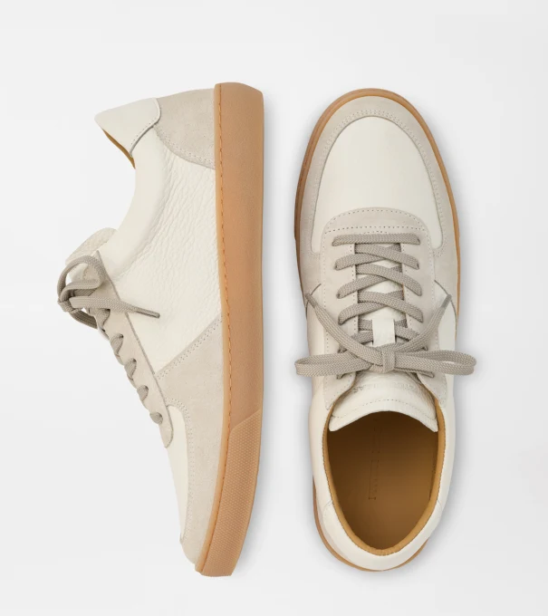 Odyssey Deerskin and Suede Sneaker in Ivory