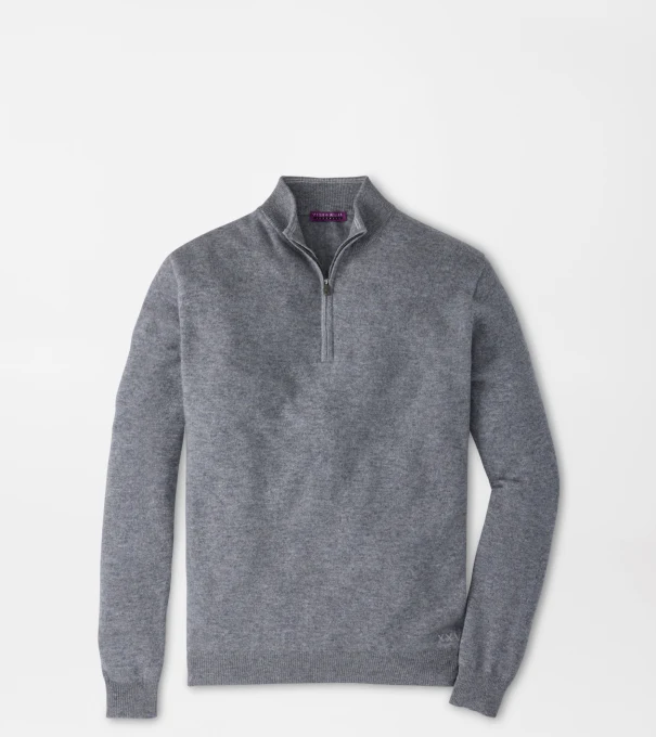 Crown Anniversary Cashmere Quarter Zip Sweater in OSLO GREY