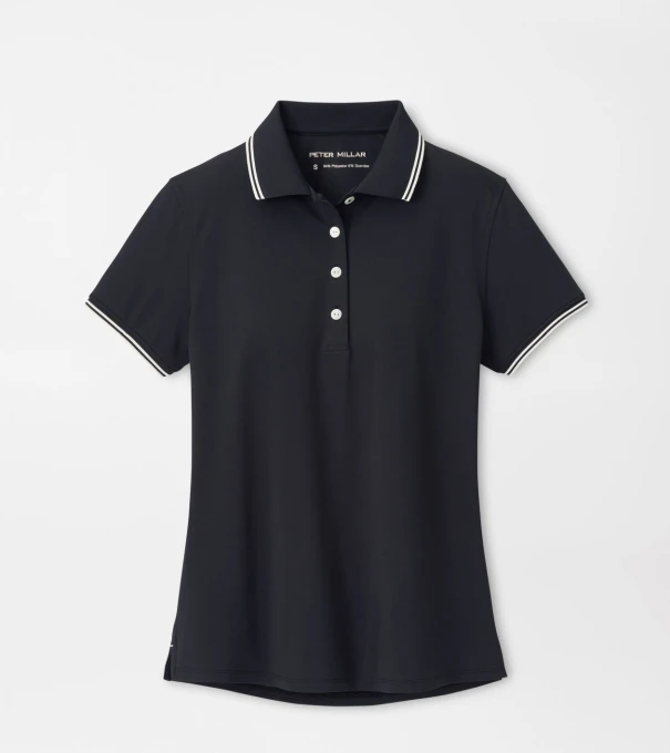 Canterbury Tipped Sport Mesh Short-Sleeve Polo in BLACK/IVORY
