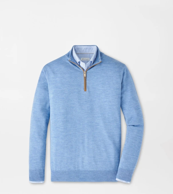 Autumn Crest Suede Trim Quarter-Zip in RUDDY BLUE