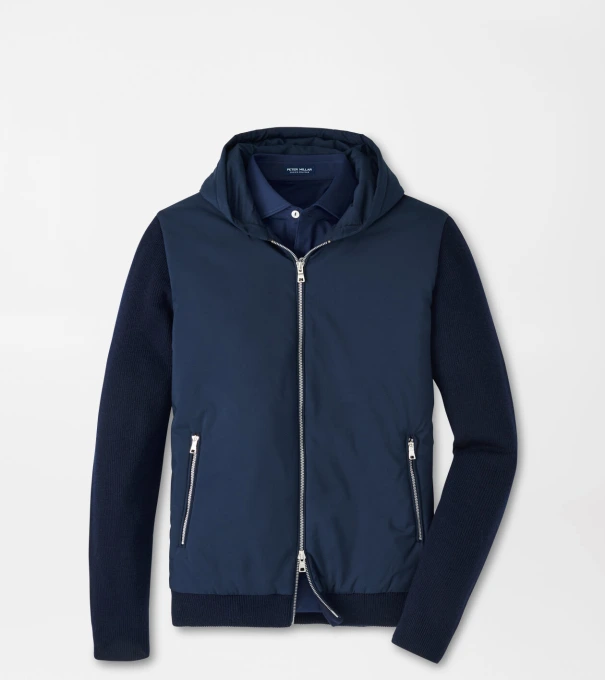 Holdridge Hybrid Full-Zip Hoodie Jumper in Navy