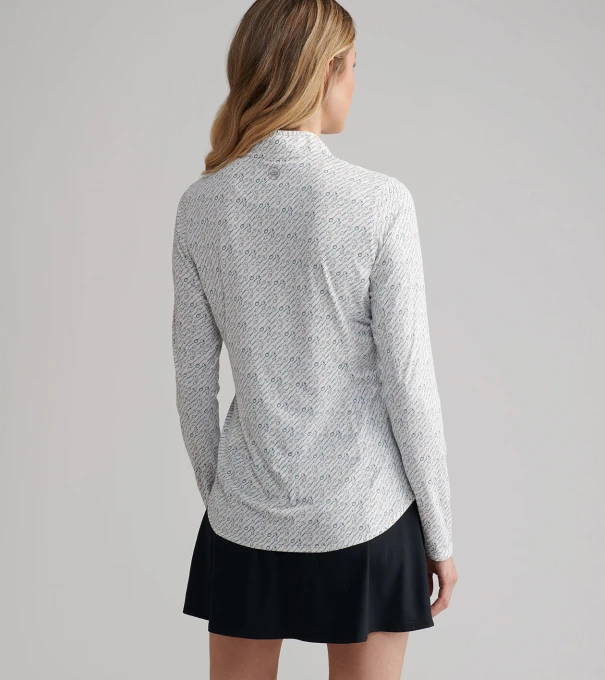 Social Club Lightweight Long-Sleeve Zip Sun Shirt in Ivory