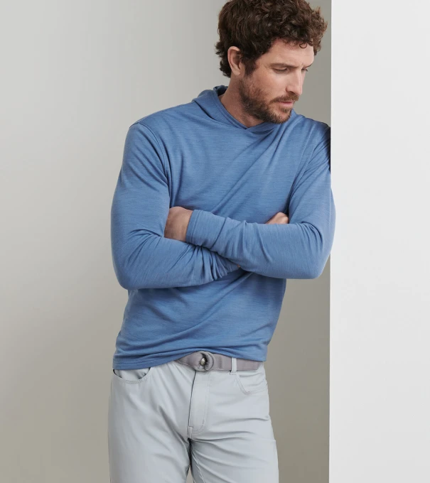 Excursionist Flex Heathered Hoodie in Lunar Blue