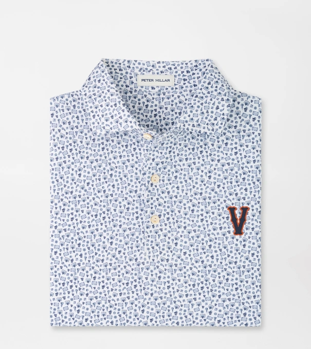 Virginia Vault Buzzer Beater Performance Jersey Polo in White/Navy