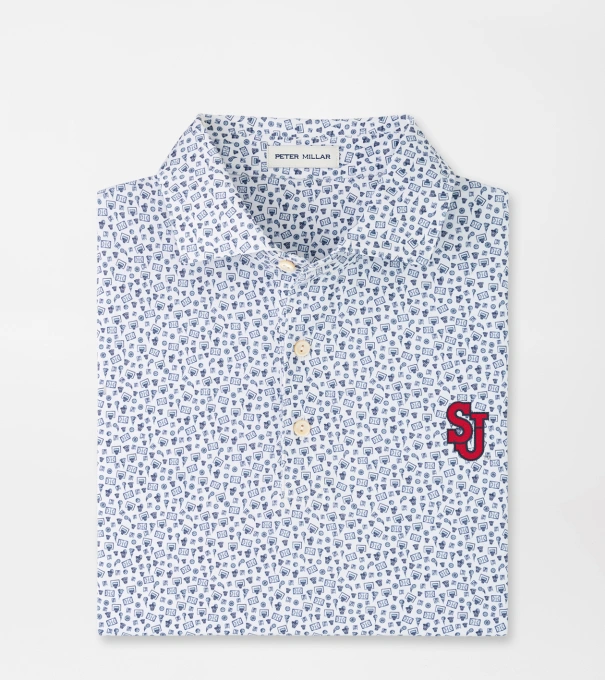 St. Johns Buzzer Beater Performance Jersey Polo in White/Navy