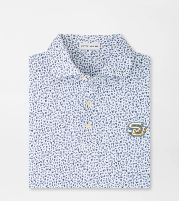 Southern University Buzzer Beater Performance Jersey Polo in White/Navy