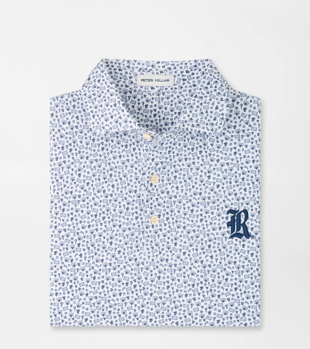 Rice University Buzzer Beater Performance Jersey Polo in White/Navy